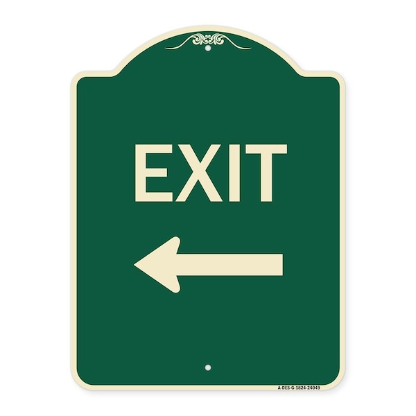 Exit With Left Arrow 2 Heavy-Gauge Aluminum Architectural Sign, 24" H, 18" L, G-1824-24049